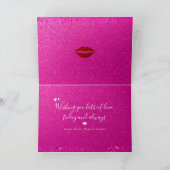 Roze Lippen Gelukkig Valentijnsdag Rood Glitter St Feestdagen Kaart (Binnen)