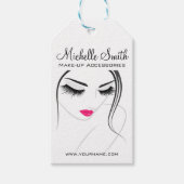 Roze lippen Gezicht lange wimpers Wimper extensies Cadeaulabel (Voorkant)