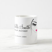 Roze lippen Gezicht lange wimpers Wimper extensies Koffiemok (Center)