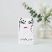 Roze lippen Gezicht lange wimpers Wimper extensies Visitekaartje (Staand voorkant)