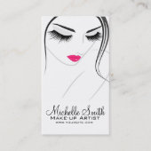 Roze lippen Gezicht lange wimpers Wimper extensies Visitekaartje (Voorkant)