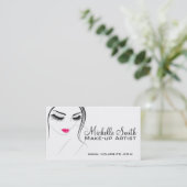 Roze lippen Gezicht lange wimpers Wimper extensies Visitekaartje (Staand voorkant)