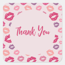 Roze Lippen Glam Feest Bedankt Sticker