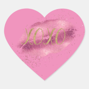 Roze Lippen Goud XOXO Hart Sticker