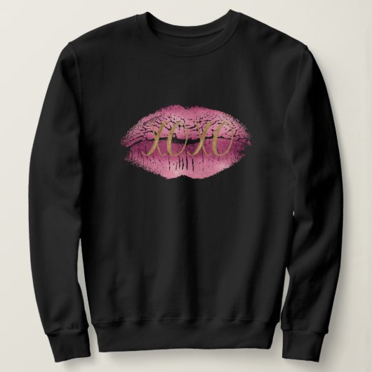 Roze Lippen Goud XOXO Trui (Design voorkant)