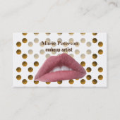 Roze Lippen Gouden Stippen Bussines kaart Visitekaartje (Voorkant)