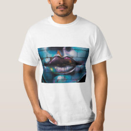 Roze lippen graffitikunst t-shirt