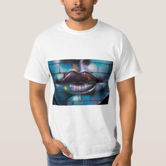 Roze lippen graffitikunst t-shirt (Voorkant)