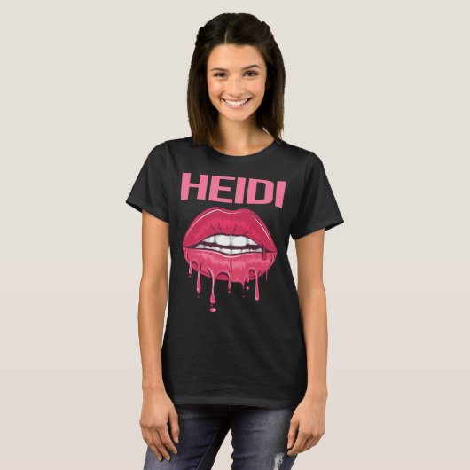 Roze Lippen - Heidi Naam T-shirt (Voorkant volledig)