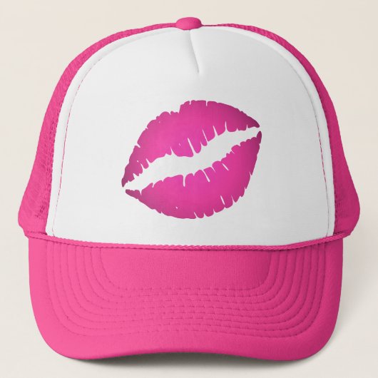 Roze Lippen Hoed Trucker Pet (Voorkant)
