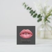 Roze lippen | Houtskool Make-up Square Visitekaart Vierkante Visitekaartje (Staand voorkant)