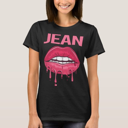 Roze Lippen - Jean Naam T-shirt (Voorkant)