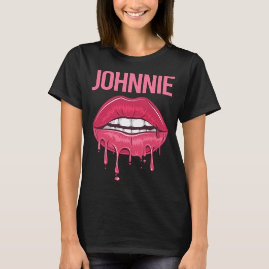 Roze Lippen - Johnnie Naam T-shirt (Voorkant)