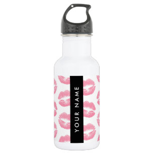 Roze Lippen, Kus, Lippenstift, Je Naam, Personalis Waterfles