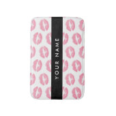 Roze lippen, kus, lippenstift, Jouw naam, personal Badmat (Voorkant Verticaal)