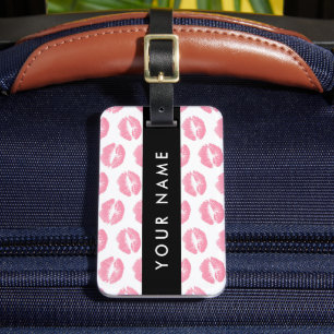 Roze lippen, kus, lippenstift, Jouw naam, personal Bagagelabel