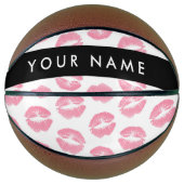 Roze lippen, kus, lippenstift, Jouw naam, personal Basketbal (Voorkant)