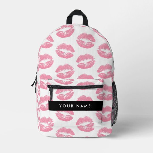 Roze lippen, kus, lippenstift, Jouw naam, personal Bedrukte Rugzak (Voorkant)