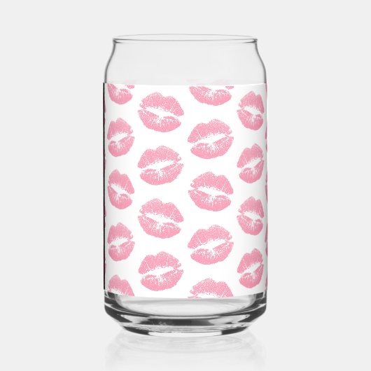 Roze lippen, kus, lippenstift, Jouw naam, personal Blikvorm Glas (Links)