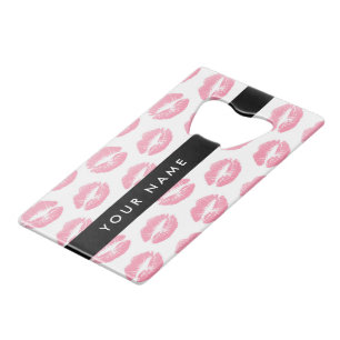Roze lippen, kus, lippenstift, Jouw naam, personal Creditkaart Flessenopener