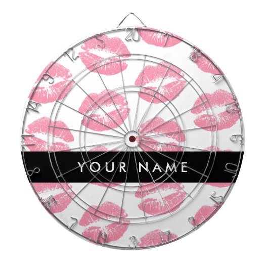 Roze lippen, kus, lippenstift, Jouw naam, personal Dartbord (Voorkant)