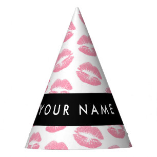 Roze lippen, kus, lippenstift, Jouw naam, personal Feesthoedjes