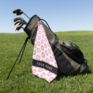 Roze lippen, kus, lippenstift, Jouw naam, personal Golfhanddoek