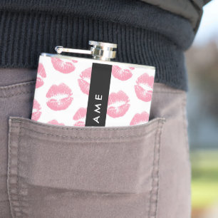 Roze lippen, kus, lippenstift, Jouw naam, personal Heupfles