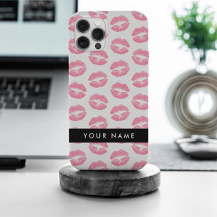 Roze lippen, kus, lippenstift, Jouw naam, personal iPhone 15 Pro Max Case
