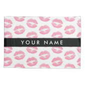Roze lippen, kus, lippenstift, Jouw naam, personal Kussensloop (Achterkant)