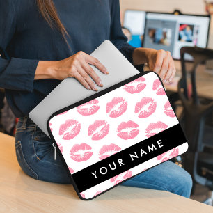 Roze lippen, kus, lippenstift, Jouw naam, personal Laptop Sleeve
