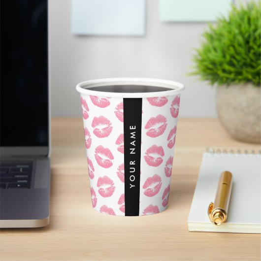 Roze lippen, kus, lippenstift, Jouw naam, personal Papieren Bekers (Insitu)