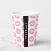 Roze lippen, kus, lippenstift, Jouw naam, personal Papieren Bekers (Voorkant)