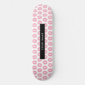 Roze lippen, kus, lippenstift, Jouw naam, personal Persoonlijk Skateboard (Voorkant)