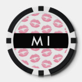 Roze lippen, kus, lippenstift, Jouw naam, personal Poker Chips (Voorkant)