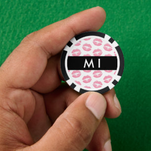 Roze lippen, kus, lippenstift, Jouw naam, personal Poker Chips