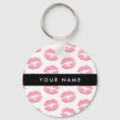 Roze lippen, kus, lippenstift, Jouw naam, personal Sleutelhanger (Voorkant)