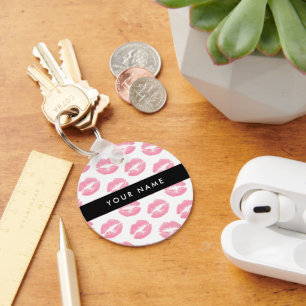 Roze lippen, kus, lippenstift, Jouw naam, personal Sleutelhanger