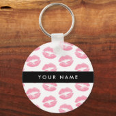 Roze lippen, kus, lippenstift, Jouw naam, personal Sleutelhanger (Voorkant)
