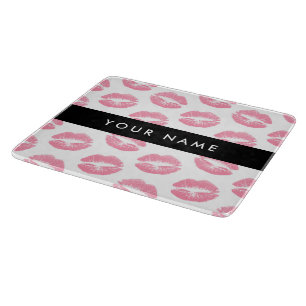 Roze lippen, kus, lippenstift, Jouw naam, personal Snijplank