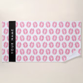 Roze lippen, kus, lippenstift, Jouw naam, personal Strandlaken (Voorkant)