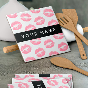 Roze lippen, kus, lippenstift, Jouw naam, personal Tegeltje