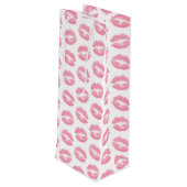 Roze lippen, kus, lippenstift, Jouw naam, personal Wijn Cadeautas (Achterkant Gekanteld)