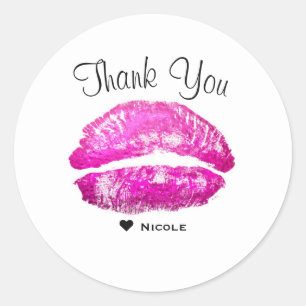 Roze Lippen Kus Make-up Beauty Glam Chic Aangepast Ronde Sticker