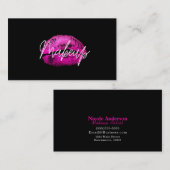 Roze Lippen Kus Make-up Beauty Glam Chic Zwart Visitekaartje (Voorkant / Achterkant)