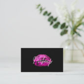 Roze Lippen Kus Make-up Beauty Glam Chic Zwart Visitekaartje (Staand voorkant)