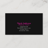 Roze Lippen Kus Make-up Beauty Glam Chic Zwart Visitekaartje (Achterkant)