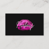 Roze Lippen Kus Make-up Beauty Glam Chic Zwart Visitekaartje (Voorkant)