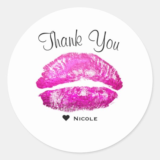 Roze Lippen Kus Make-up Beauty Glam Chique Custom Ronde Sticker (Voorkant)