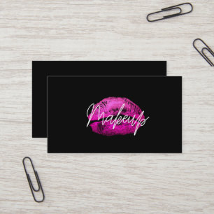 Roze Lippen Kus Make-up Schoonheid Glam Chic Zwart Visitekaartje
